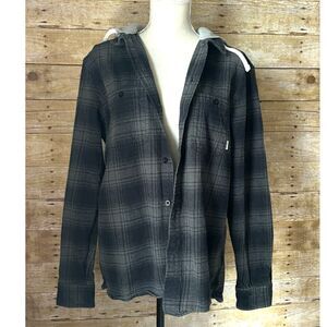 ELEMENT PLAID HOODED FLANNEL CASUAL CLASSIC EVERYDAY STREETWEAR SHAKET MEDIUM